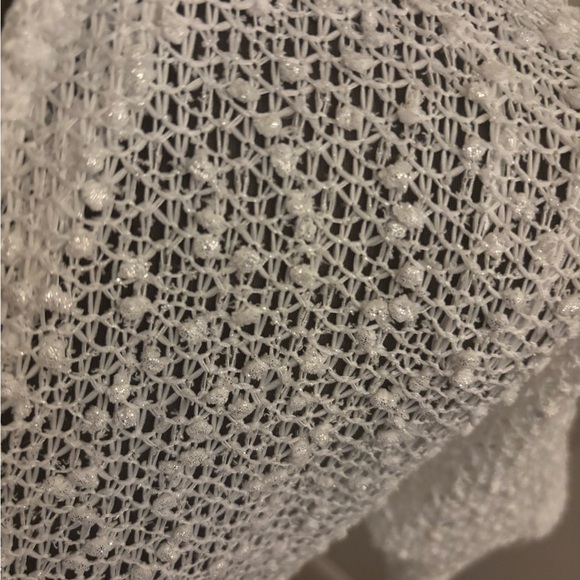 JM Collection White Open-Knit Short Sleeve Cardigan with Decorative Buttons - Picture 4 of 7